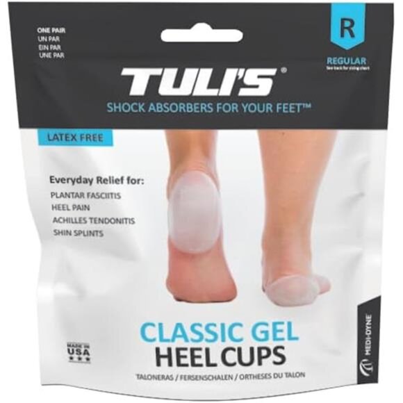 Classic Gel Heel Cups, Cushion Insert for Shock Absorption and Plantar - Picture 9 of 14